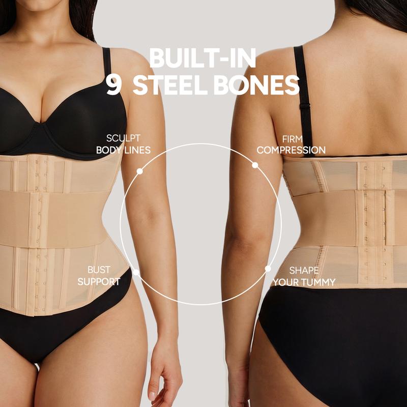 【LIVE】Nebility Women's Waist Trainer Belt with Built-in Steel Frame Double Wrap Waist Cincher Trimmer Ab Belt Tummy Control Body Shaper Firm Compression Shaping Basic Shapewear Tummy Wrap Waist Trainer Womenswear