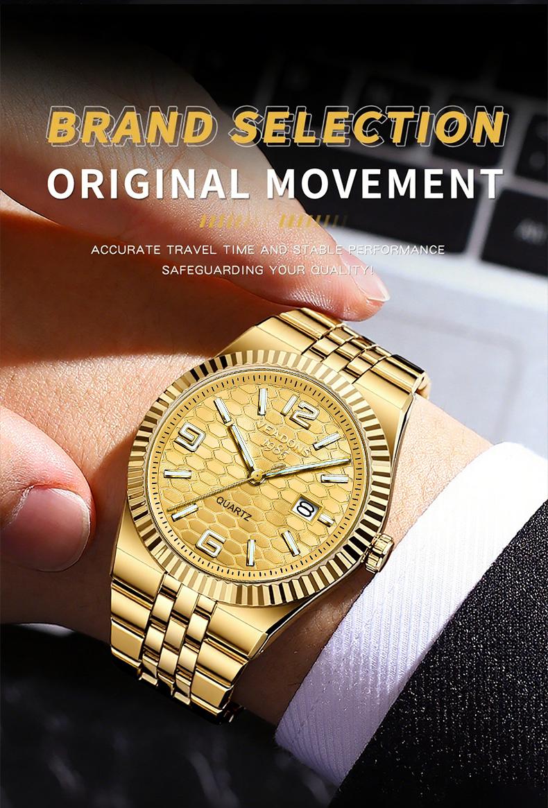 Men's Business Fashion Simulated Quartz Wristwatch with Diamond Accents Three-Dimensional Linear Grid Texture Luminous Display Date Function Water-Resistant Elegant Gift Box