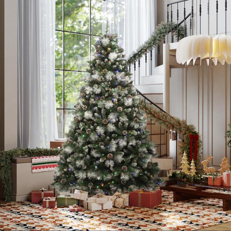 【Super Deal】YITAHOME 4.5/6/6.5/7.5FT Christmas Tree, RGB Light/scoth pine/Light Bulbs Flocked, Artificial Christmas Tree, for Home Party Decoration 【Super Deal】YITAHOME 4.5/6/6.5/7.5FT Christmas Tree, RGB Light/scoth pine/Light Bulbs Flocked, Artificial Christmas Tree, for Home Party Decoration