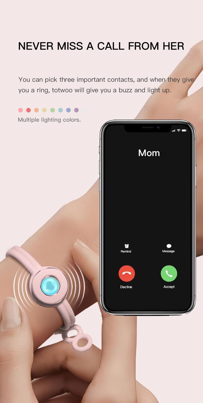 totwoo Long Distance Touch Bracelets, Meaningful Gift For Mom&Daughter or Bestie or Friends Anniversary Birthday