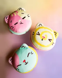 Kaleidos Creative - Meowcarons Plush Pillow - Swirl - Wink - Bite - Artist Collab - Kim-Joy - Accessory - Collectible Figure