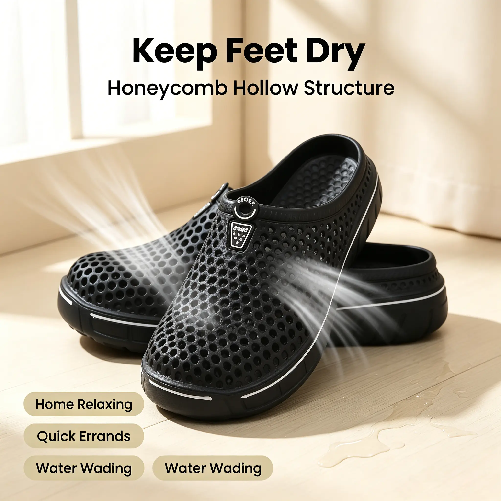 Unisex Breathable Mesh EVA Clogs - Round Toe, Non-Slip Design, Water-Friendly, Lightweight Slip-On Shoes for Beach, Quick Errands, Casual Wear,back to school,back to school haul