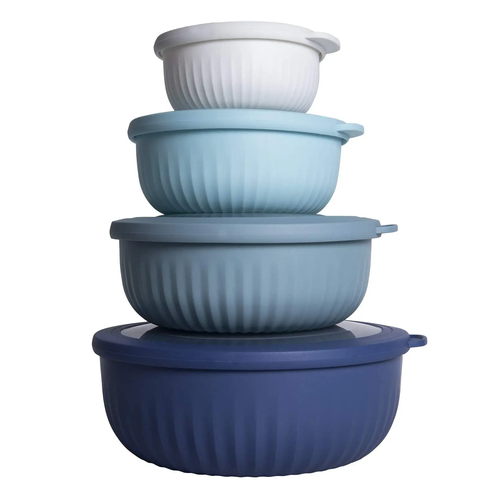KitExpert 4pcs Bowls with Lids Set - Airtight Stackable Food Storage, Salad, Mixing Bowls for Kitchen Prep, Bake, Store - Fresh Stays Sealed Dish with Lid, Home Tableware Essentials, Casual