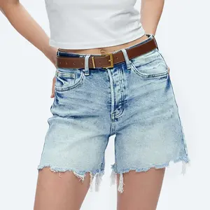 Women's High Rise Distressed Denim Shorts Vintage Button Fly Frayed Hem Jean Shorts Summer Casual Ripped Booty Shorts 2026