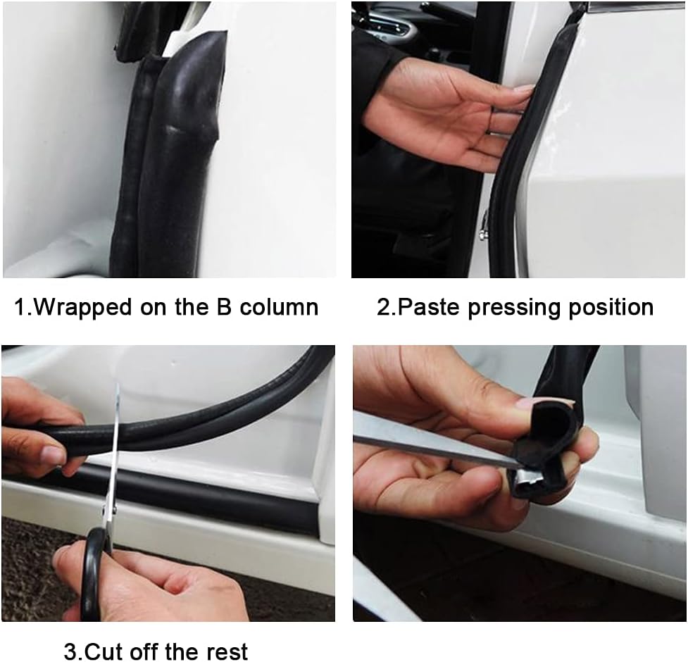 Car Door Seal Strip - 2PCS B-Pillar Sealing Strip, Automotive Rubber Frame with Buckle EPDM Gasket Weather Stripping for Soundproofing, Dustproof Noise Reduction Edge Trim, Silent | Universal for Cars, Trucks, SUVs, RVs