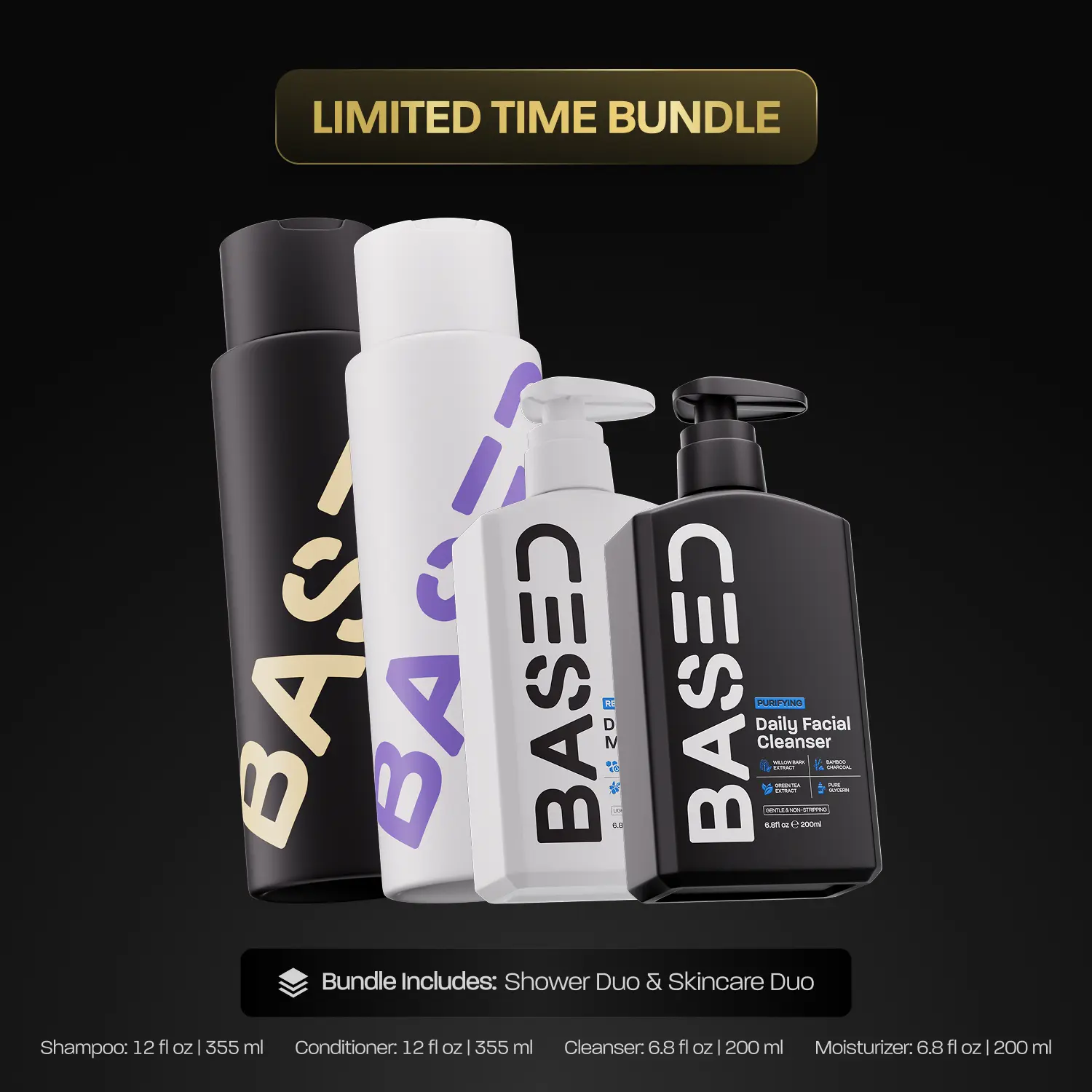 BASED Complete Care Kit | Shower Duo + Skincare Duo | Science-Backed, Soothing, Effective