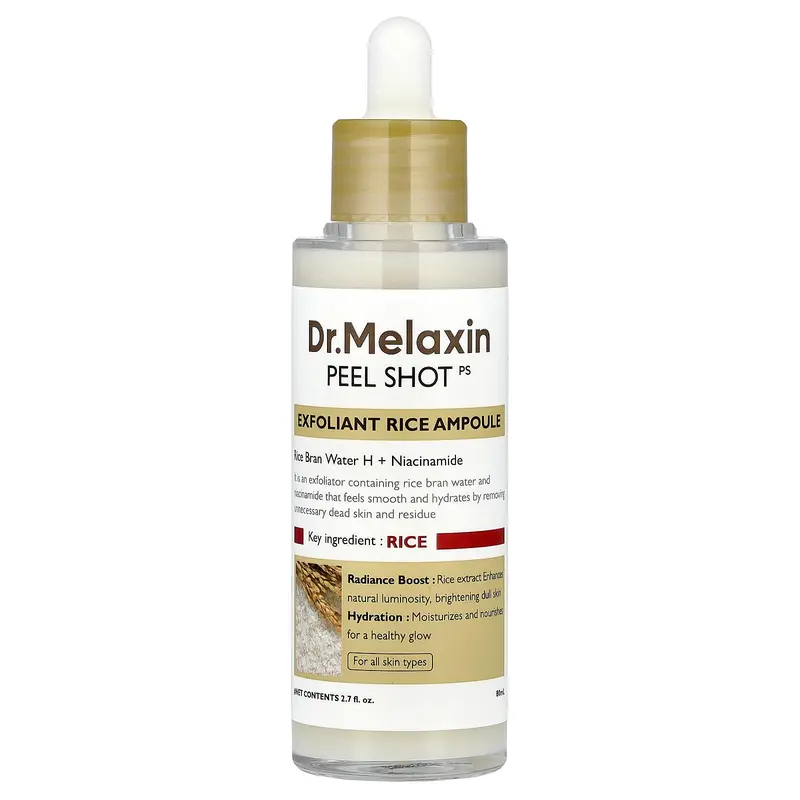 Dr.Melaxin Peel Shot, Exfoliant Rice Ampoule, For All Skin Types, 2.7 fl oz (80 ml)