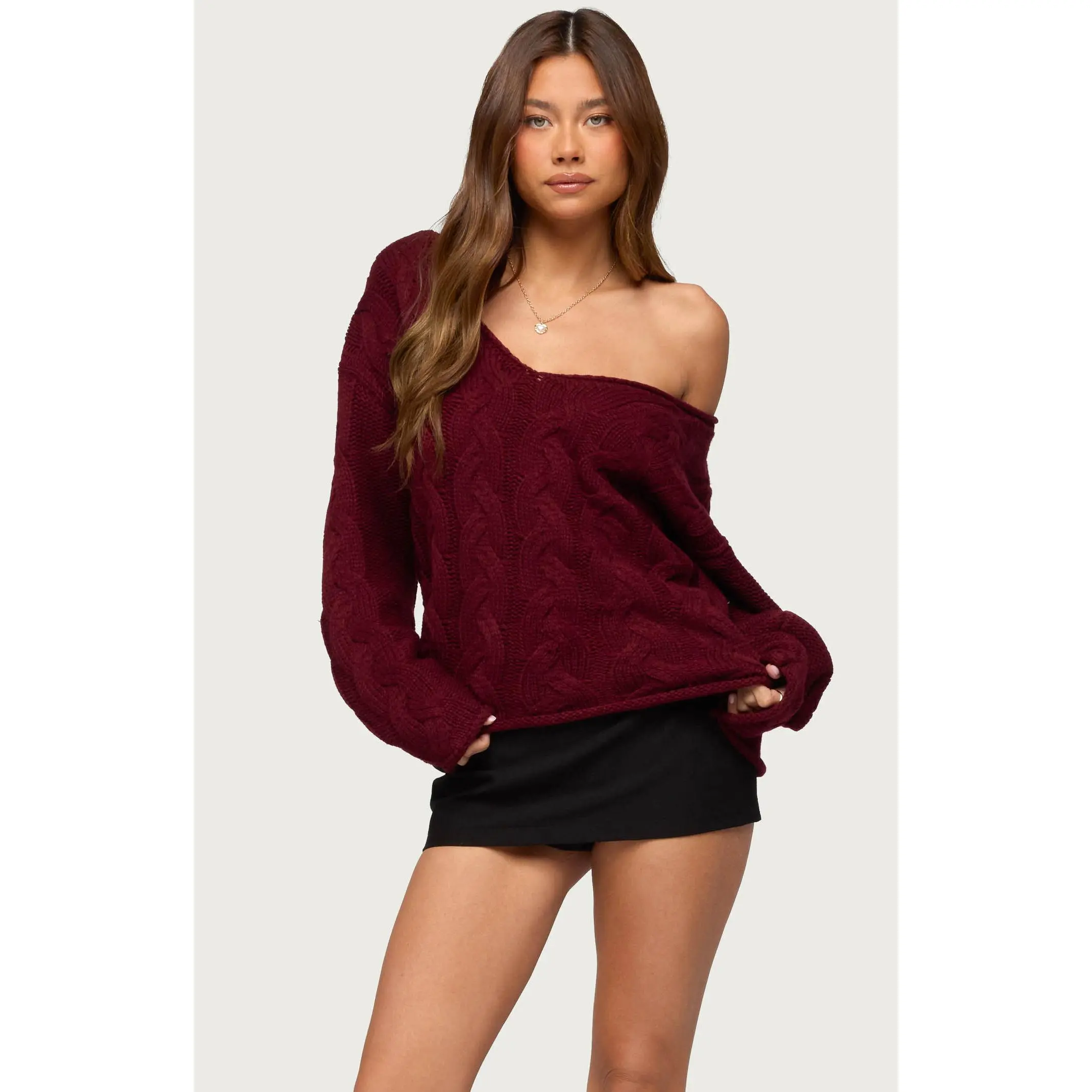 Edikted Women's Inga Oversized Cable Knit Sweater