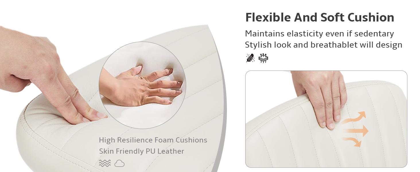 Modern Height Adjustable Small Office Desk Chair with WheelsComfy Armless PU Leather Rolling Swivel Task Chair Perfect for Adults, Students, Bedrooms, Homes, and Vanities