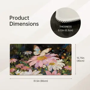 LIVEKEY 31.5" Large Gaming Mouse Pad with Non-Slip Base & Stitched Edge, Butterfly Flower Design Mouse Mat, Smooth Surface for Precision Control, Waterproof Desk Pad for PC, Laptop, Office & Gaming