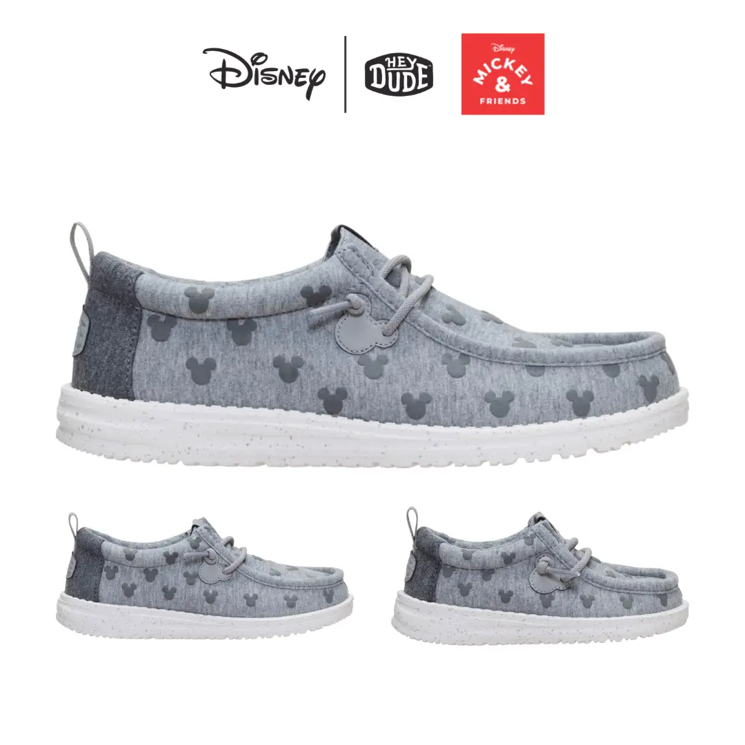 Disney's Mickey Mouse x HEYDUDE Wally Mickey Stretch Jersey - Comfortable Slip on Shoes Family Vacation