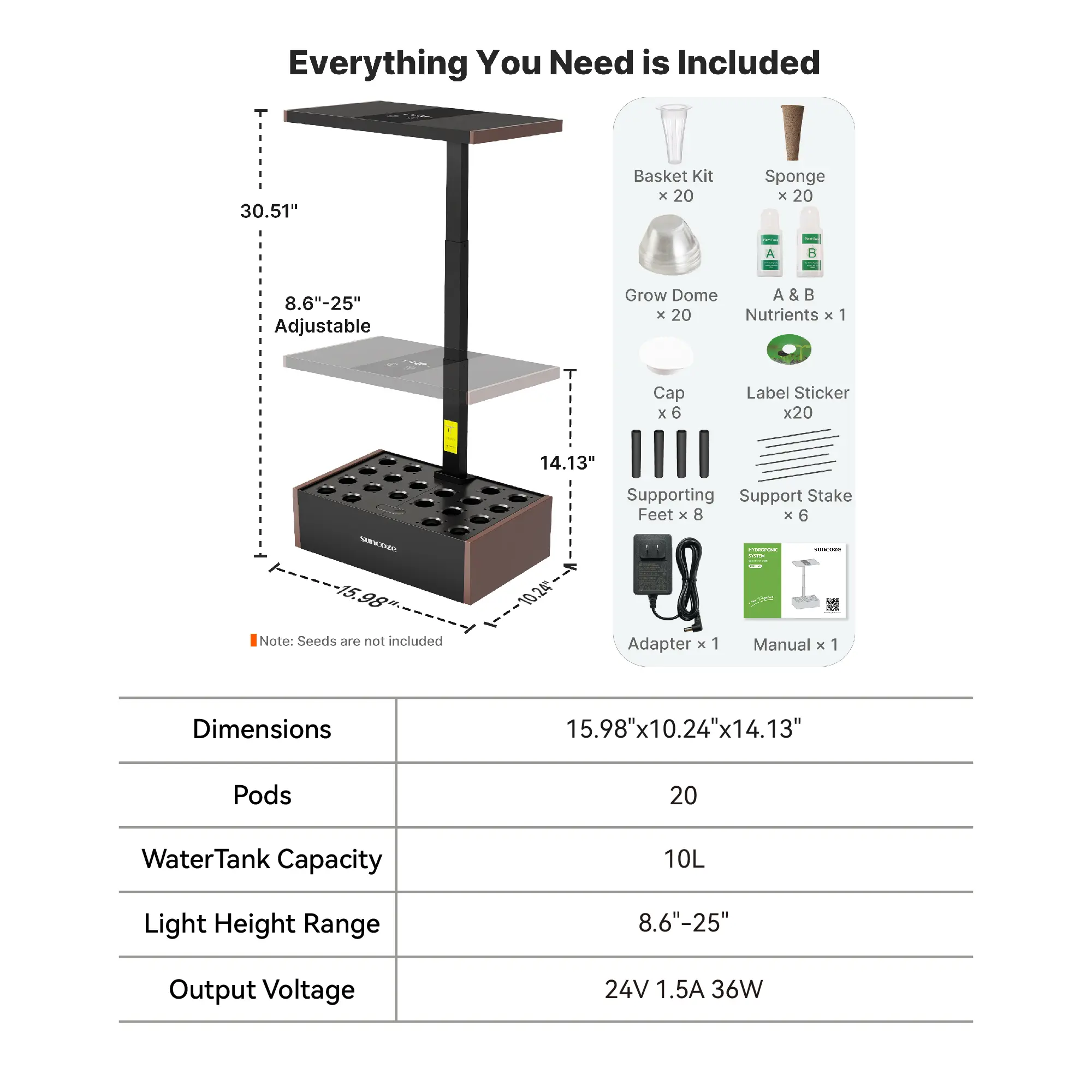 Black & Brown-20 Pods & 30W Light