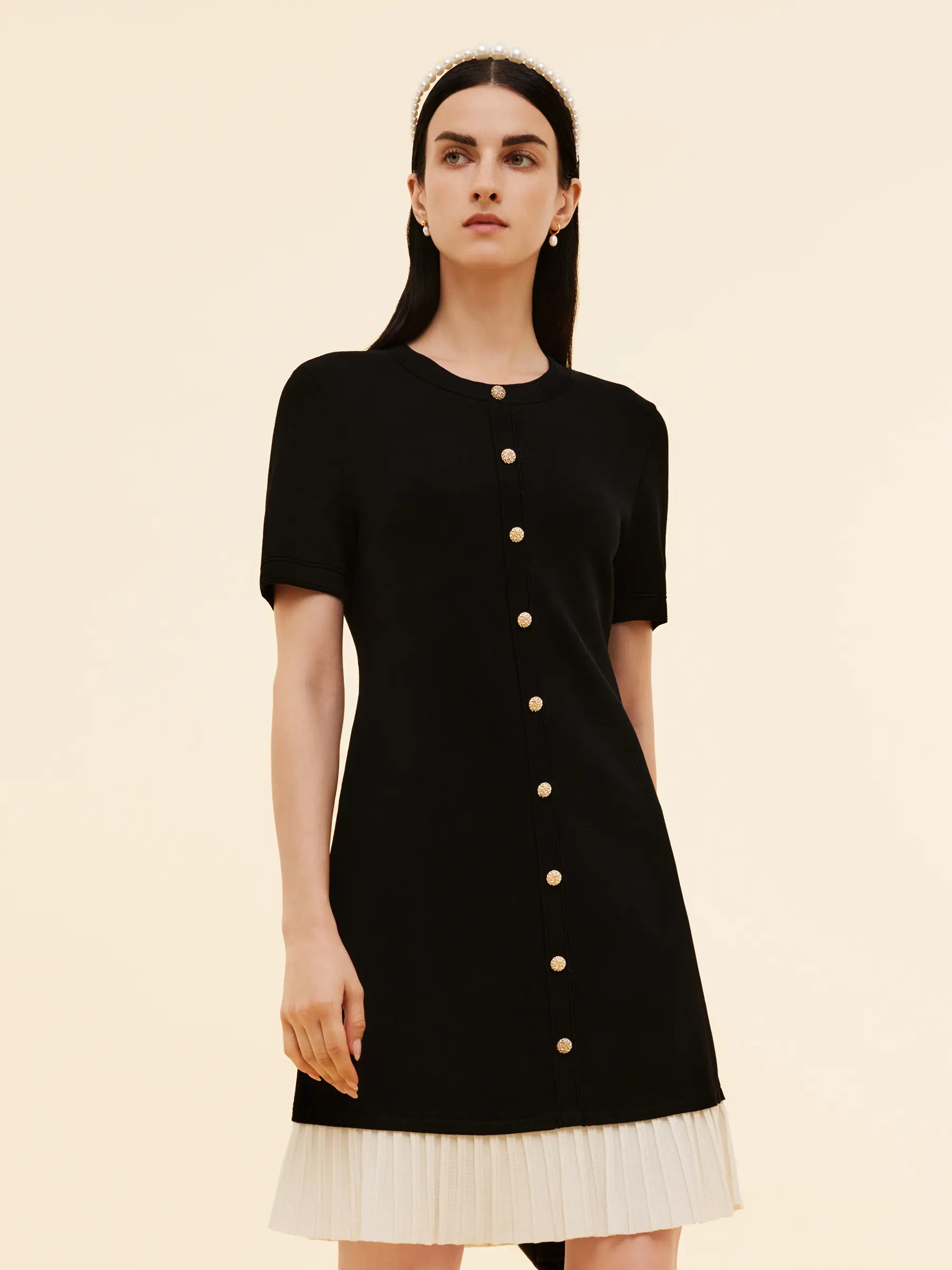 GOELIA Tencel Blend Color Block Women Knit Mini Dress for Ladies