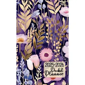 Pocket Planner 2025-2026: A Small 2-Year Monthly Calendar for Your Purse, Keeping You Organized and Stylish | An Elegant 24-Month Appointment Book with Holidays and a Gold Purple Floral Cover. Paperback – November 13, 2024