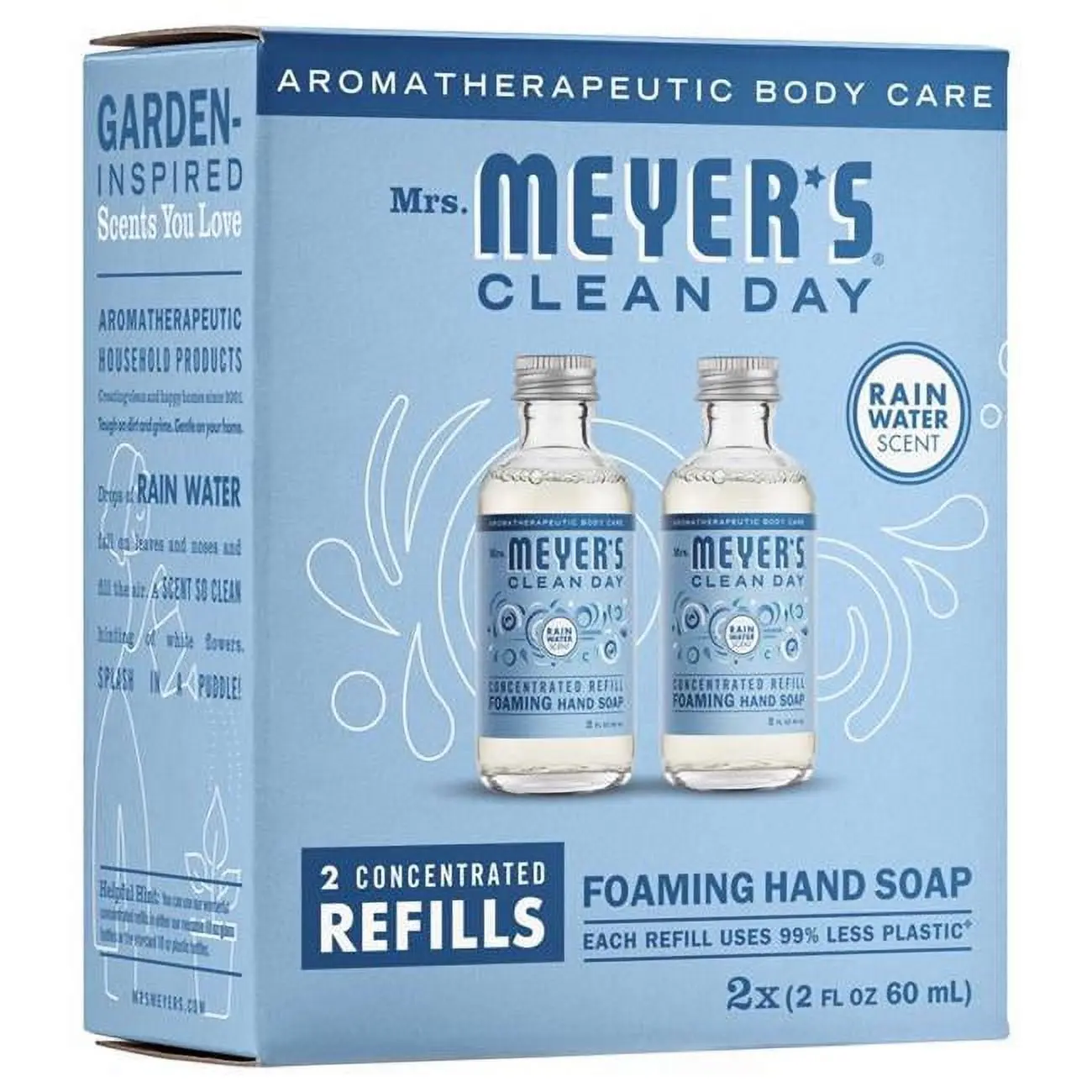 Mrs. Meyer’s 2 oz Concentrated Foaming Hand Soap Dispenser Refill - Clean Day Rain Water Scented, Moisturizing, Smooth, Curved Bathroom Accessory Home Supply