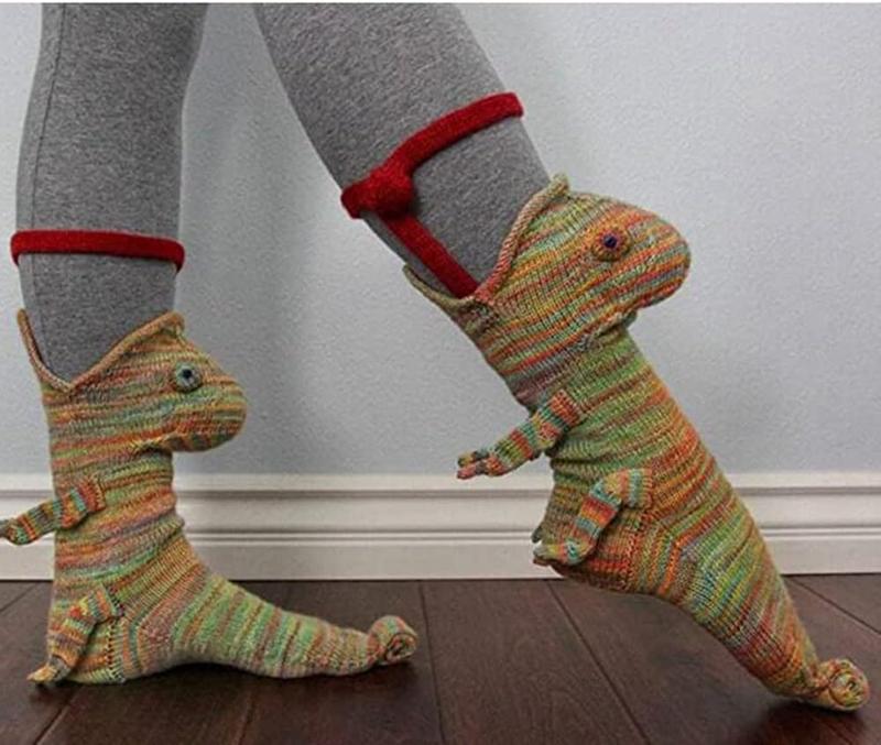 Funny Animal Knit Socks – 3D Crocodile, Shark & Dinosaur Design – Cozy Winter Warm Novelty Socks for Men & Women, Soft Casual Indoor Socks, Perfect for Christmas Gifts & Home Wear