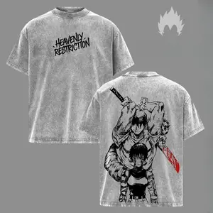 Maki Zenin X Toji Fushiguro Heavenly Restriction Duo Anime Shirt,  Dark Anime Manga Line Art Streetwear T-Shirt, Cursed Energy Free Fighter Vintage Washed Oversized Tee, Minimal Brutal Anime Aesthetic Unisex Graphic Shirt