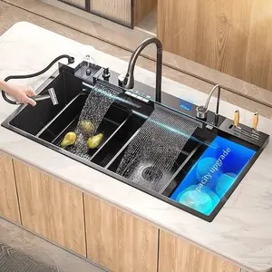 Aqua Magic Digital Display Large Waterfall Multifunctional Kitchen Sink