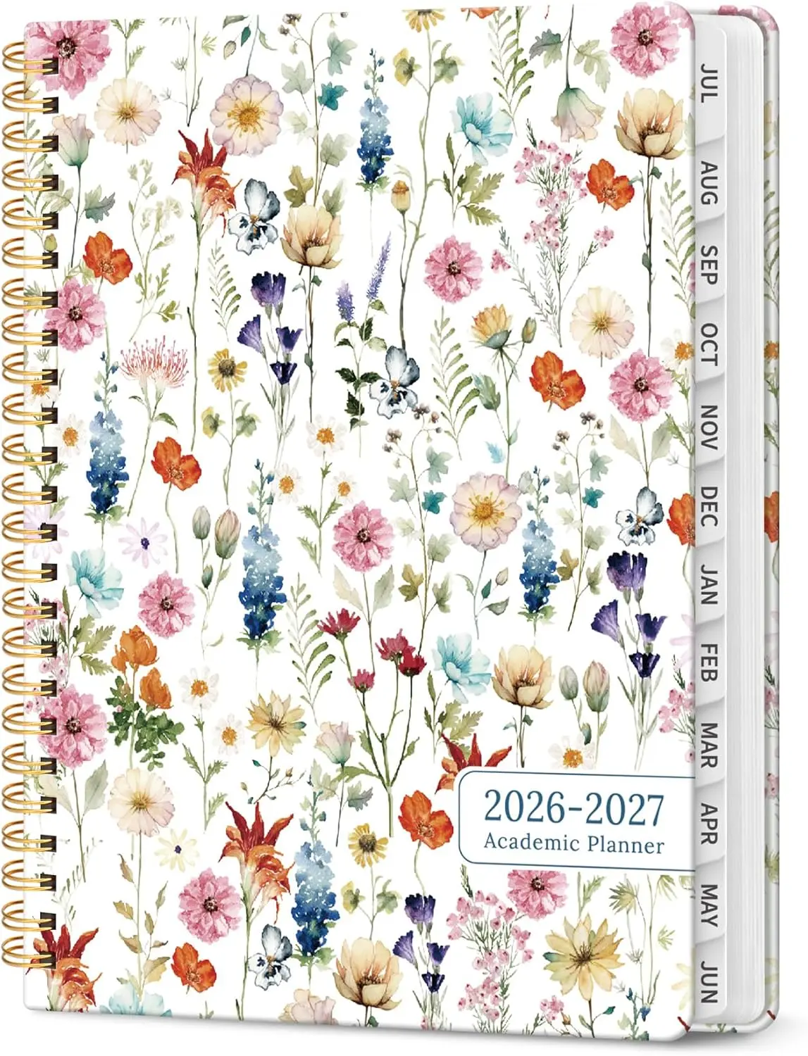 2026-2027 Academic Year Hardcover Planner, Jul 2026-Jun 2027 Monthly & Weekly Calendar Agenda Book with Tabs, 6.3"x8.5" Wildflowers Design, for Teachers & School Office Supplies