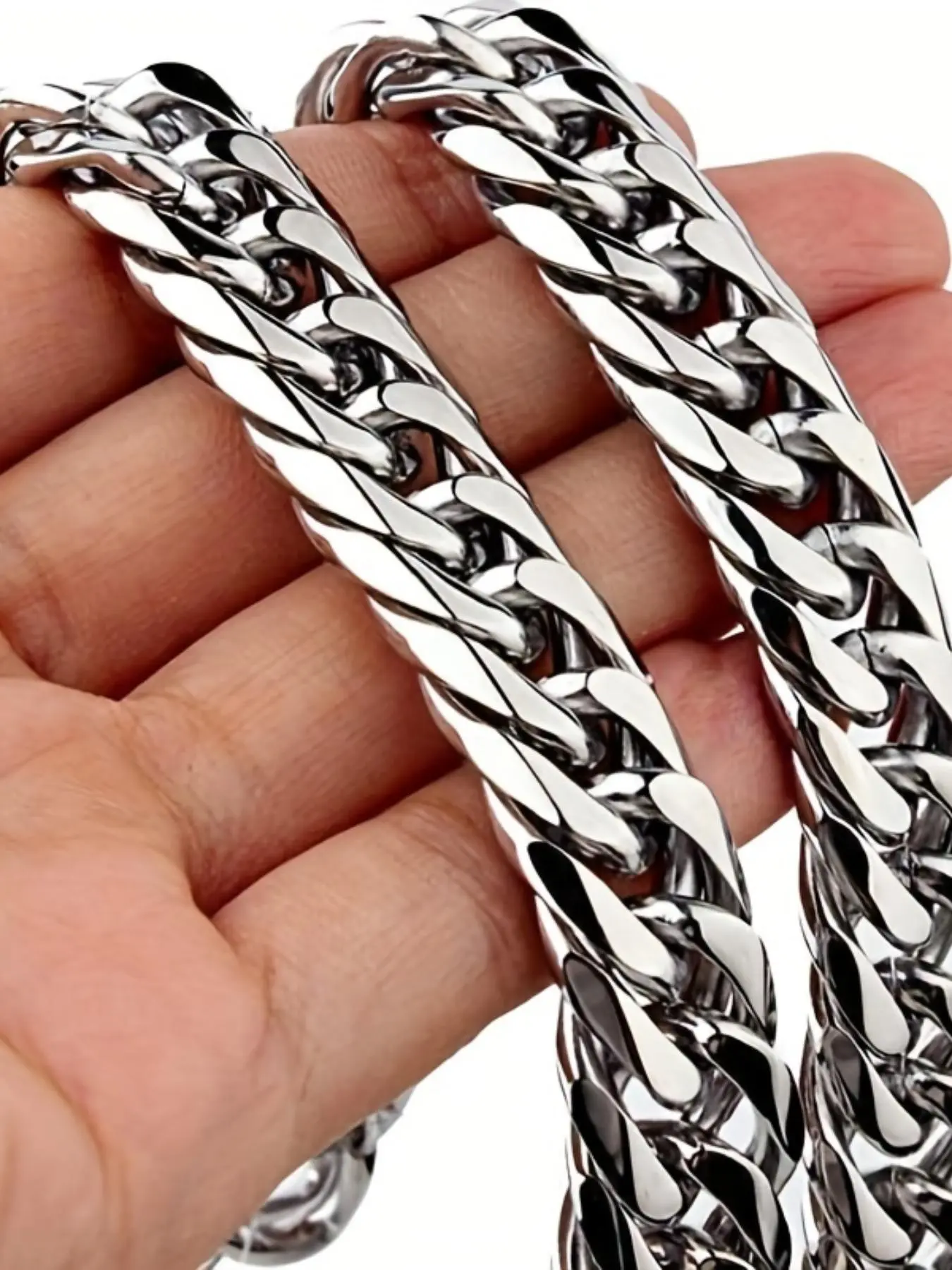 Punk Style Stainless Steel Cuban Chain Necklace, Chains Necklace, Chunky Chain Choker, Cuban Link Choker, Choker Necklaces, Fashion Jewelry for Party, Daily Clothing Decor, Trendy All-match & Exquisite Jewelry for Birthday Gift,Gifts For Dad