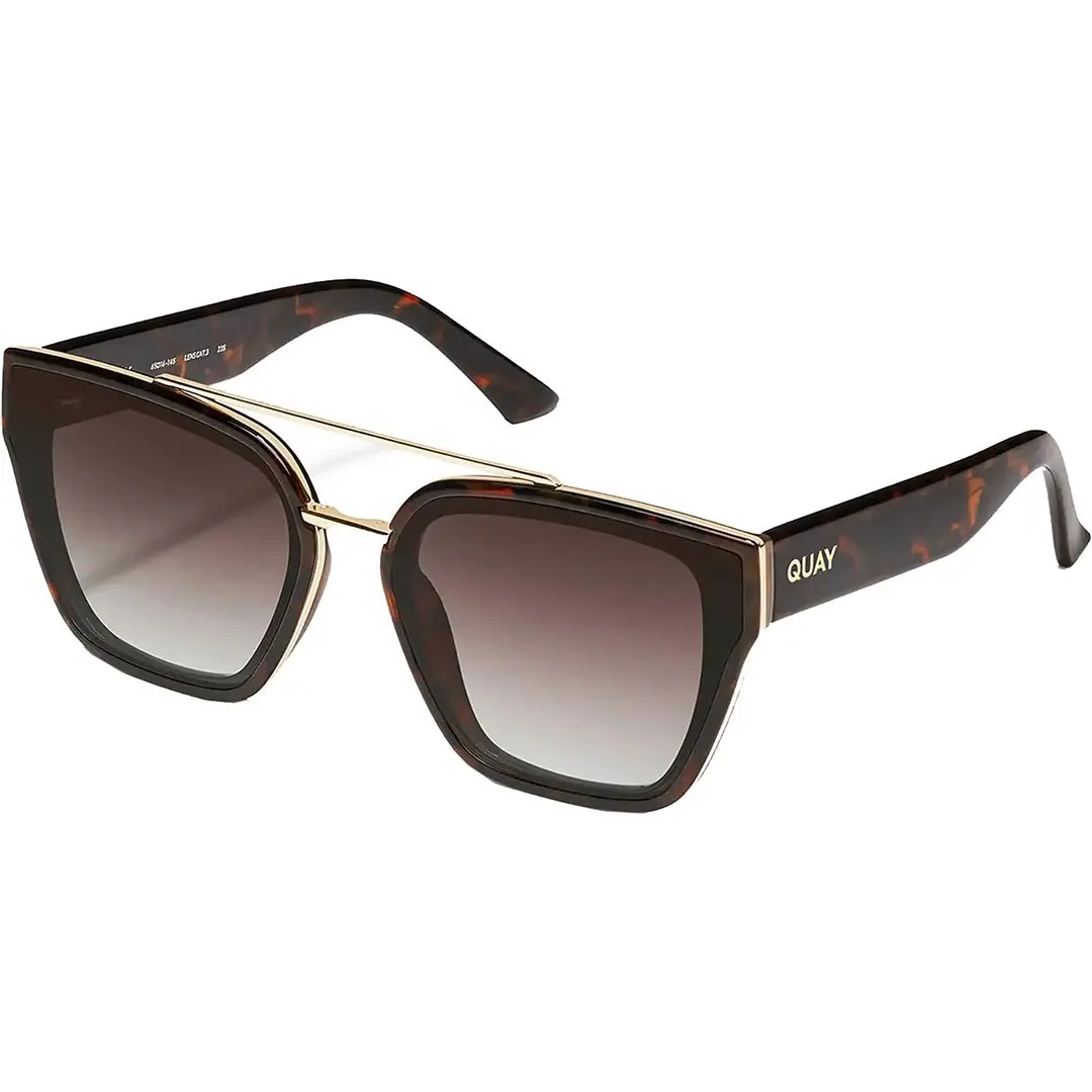 Quay Australia Women's Adjustable Square Aviator Fashion Sunglasses, Adjustable Sunglasses, Gradient, Uv Protected, Bold Look, Metal Frame, Unisex, Lens Height: 50 Mm, Casual, Street-Styling, Square Shape, Gradient Lens, Beach