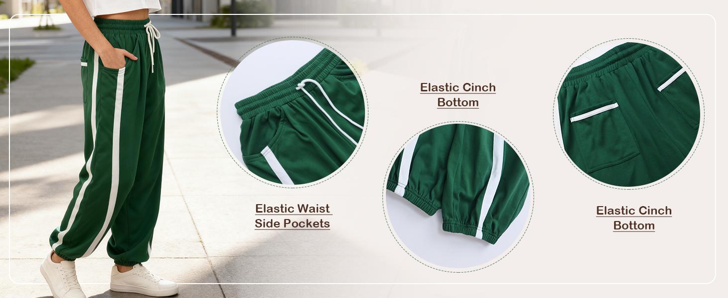 Design detail of Women's Relaxed Cotton Wide-Leg Drawstring Athletic Sweatpants with an elastic waist