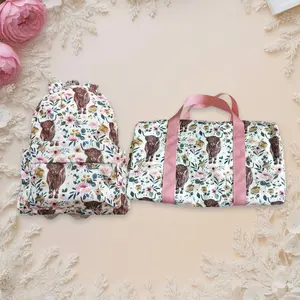Kids Baby Western Style Cow Backpack Sibling Schoolbag Duffles Handbag