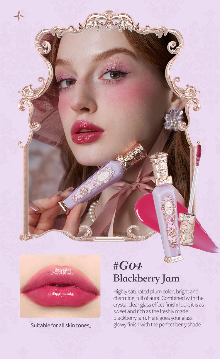 Flower Knows Violet Strawberry Rococo Collection Glowy Lip Gloss, lipstick, makeup,glossy, blurring lips, weightless, dealsforyoudays