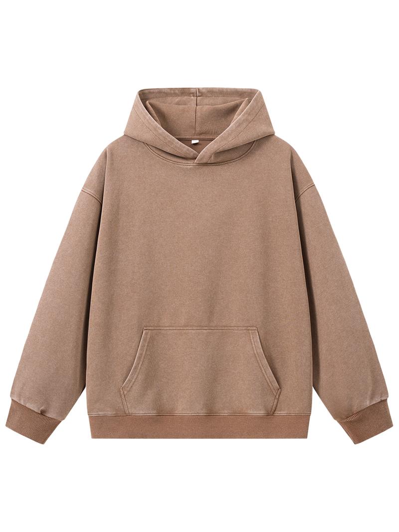 CCCMAI Men's Solid Color Loose Fit Hooded Sweatshirt Regular Fit Casual Long Sleeve Hoodie for Fall & Winter Men's Clothing for Everyday Wear with Quality Hem and Cuff Design Menswear Tops Pullover