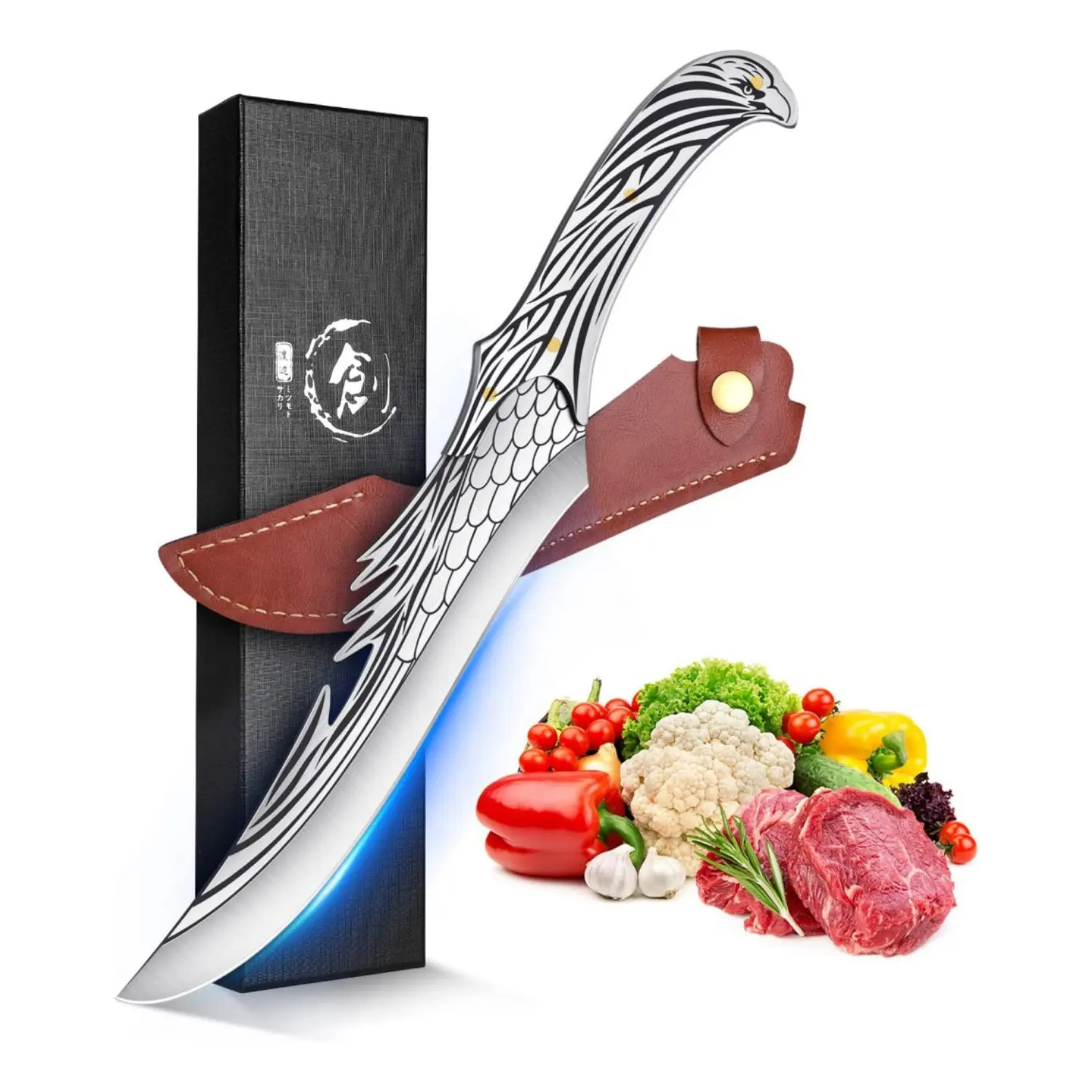 ROCOCO Feather Viking Boning Knife - Butcher Meat Cleaver Birthday Father Mother Christmas Gift