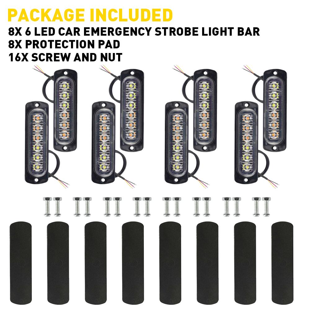 8-Pack 6 LED Amber/White Strobe Lights Vehicles Trucks Emergency Strobe Lights Kit 12V -24V Warning Hazard Flash Strobe Lights Bar Grill Grille Surface Mount Super Bright Waterproof, Amber/White 8-Pack 6 LED Amber/White Strobe Lights Vehicles Trucks Emergency Strobe Lights Kit 12V -24V Warning Hazard Flash Strobe Lights Bar Grill Grille Surface Mount Super Bright Waterproof, Amber/White