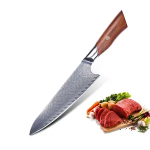 Japanese Damascus Chef Knife 8 Inch Sharp - Forged Damascus Blade, Professional Japanese Kitchen Knife for Meat, Vegetable, Paring & Slicing/Paring Utility Knives