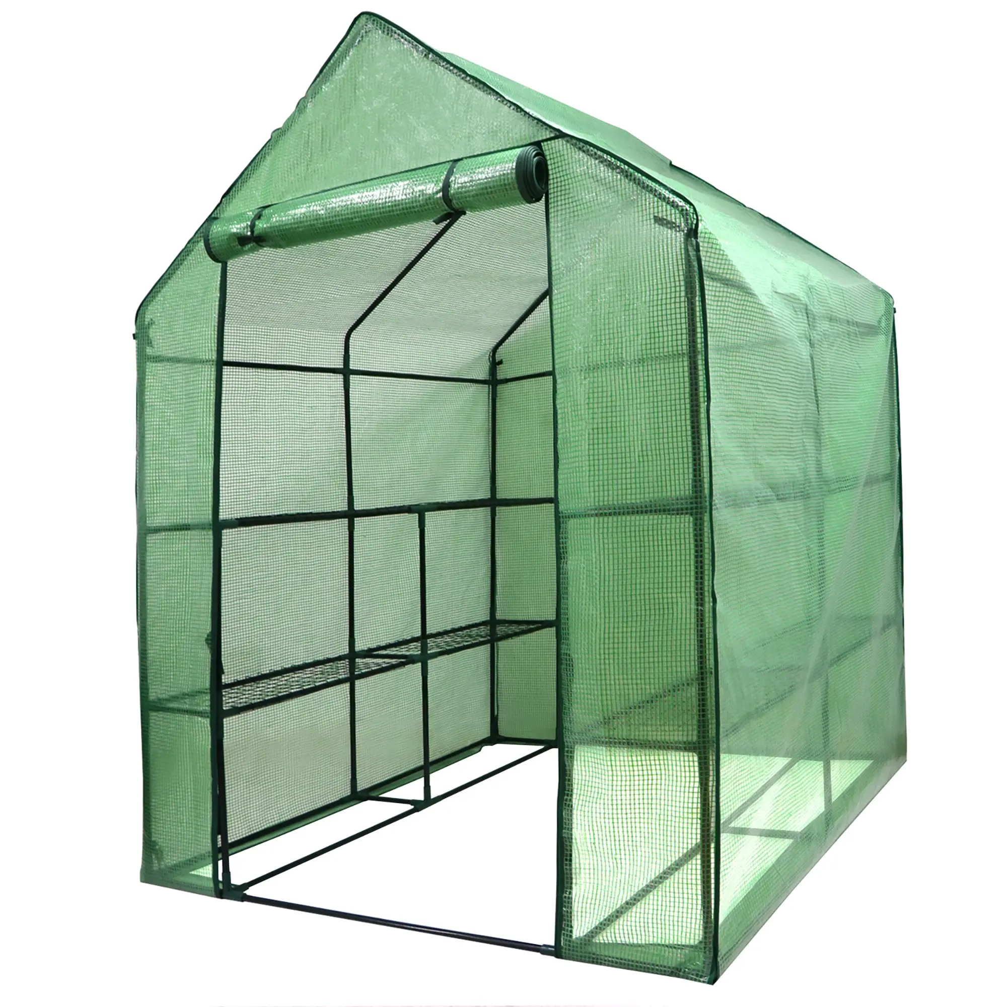 SUPER DEAL House-Shaped Garden Greenhouse Kit, Iron 2-Tier 8-Shelf Lightweight Portable PE Covered Heavy-Duty Walk-In Tent with Sun Protection & Easy Access for Indoor-Outdoor Home Garden, Patio