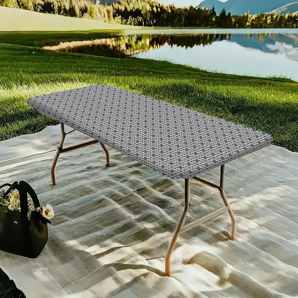 VBXNT 2PCS Stretch Fabric Table Top Cap Cover, Multiple Pattern Designs, fit Folding Table 6 ft (30 x 72 inch), Table Covers Washable Elastic Universal Rectangle Tablecloth Protector for Indoor Outdoor Party, Picnic, Event, Wedding, Banquet