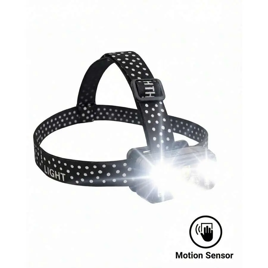 Ultra-Bright Hands-Free Headlamp – Motion Activated, 7 Modes, 60° Tilt, Rechargeable, Perfect for Running, Hiking & Emergency Adjustable Multifunctional Lighting High Lumen Flashlight