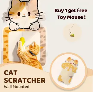 【Buy 1 Get Free Toy Mouse!】Wall Mounted Cat Scratching Board Thickened Durable Wear Resistant Protects Furniture from Cat Scratching Suitable for walls Sofas Cabinets Doors Glass Personalized Cat Tree Tower Cat toy mouse Pet supplies Scratcher Kittens