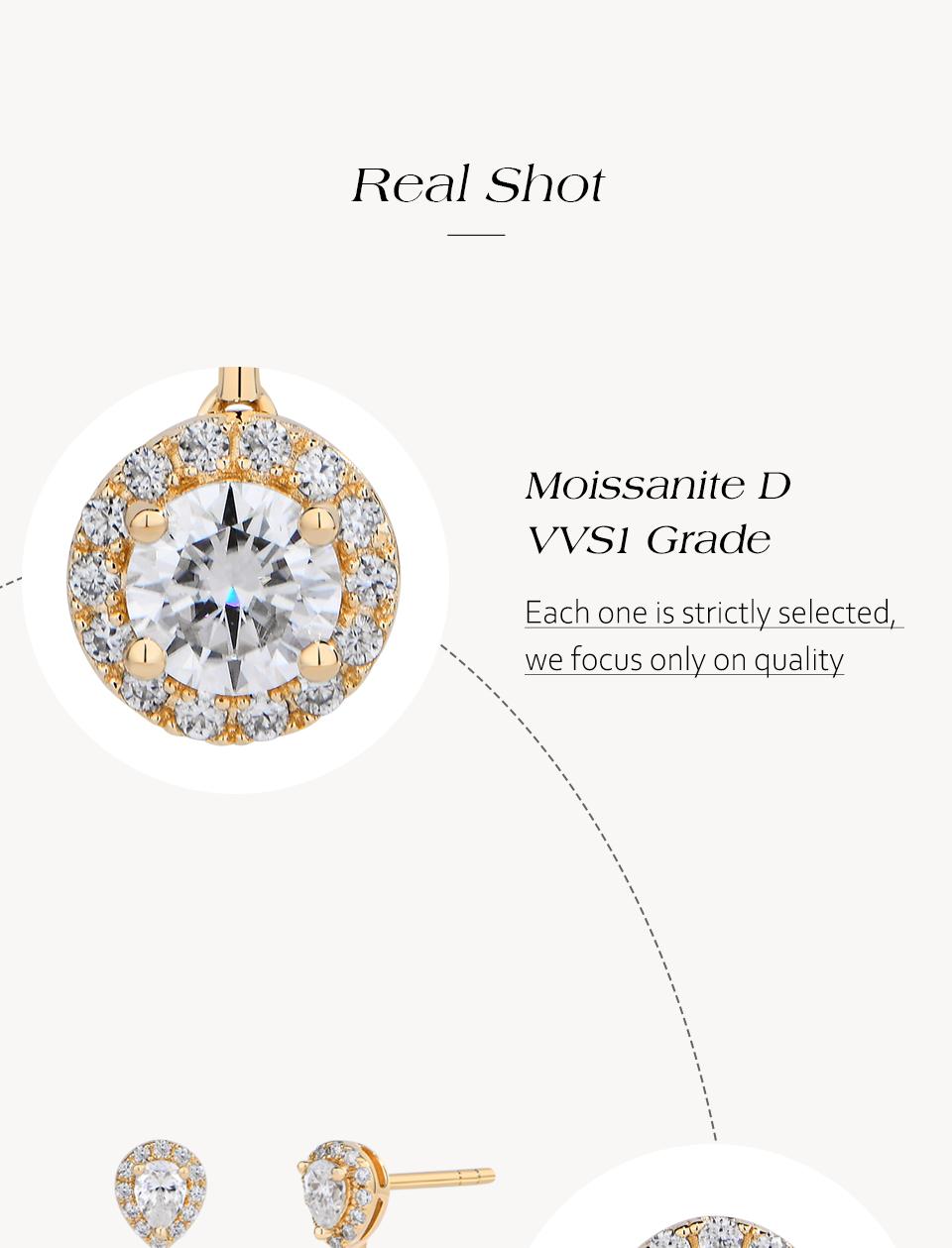 ATTAGEMS D VVS1 Color Pear&Round Shape Synthetic Moissanite Earrings for Women S925 Sterling Silver Sparkling Party Travel Gift Fine Jewelry E060