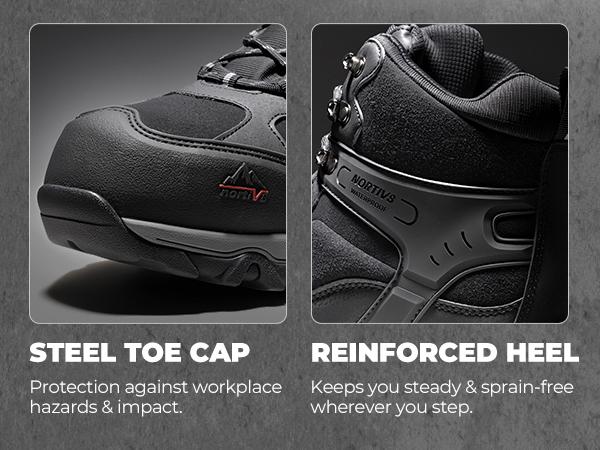 NORTIV 8 [Paladin-Steel] Men's Steel-Toe Work Boots - Breathable & Durable, Slip-Resistant, Round Toe, Cuban Heel, ASTM 2413-18 Boy Closed Construction Tough