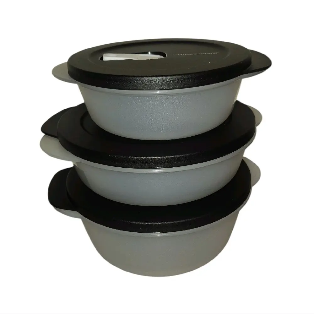 Microwave Microflash Set Trasparente Black Lid Durable Leakproof Insulated Lunch Box 560ml 850ml 1.3L Microwavable