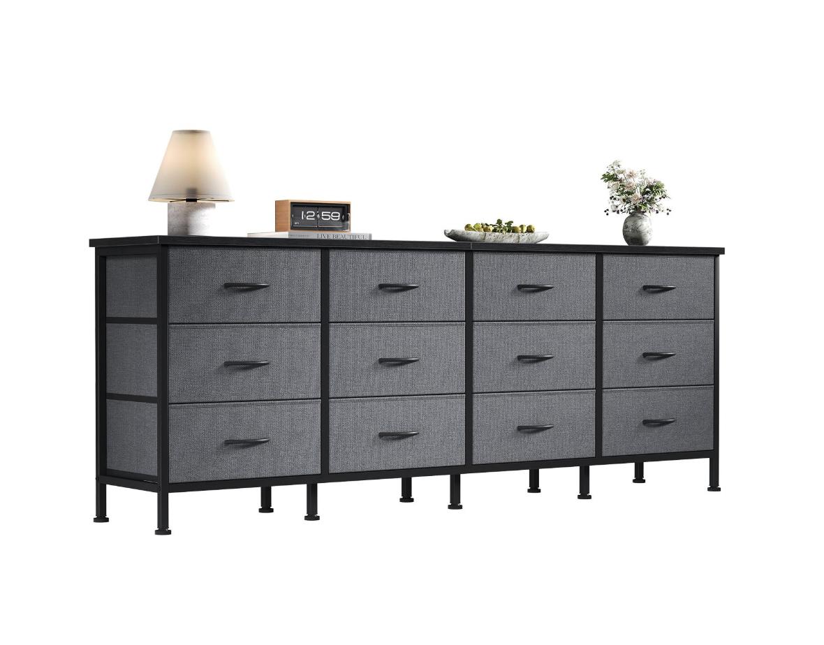 12 Drawer Dresser TV Stand for Bedroom, Wide Storage Chest with Fabric  Drawers, TV Console Table with Metal Frame for Bedroom, Black / White / Gray  / Rust Brown - TikTok Shop