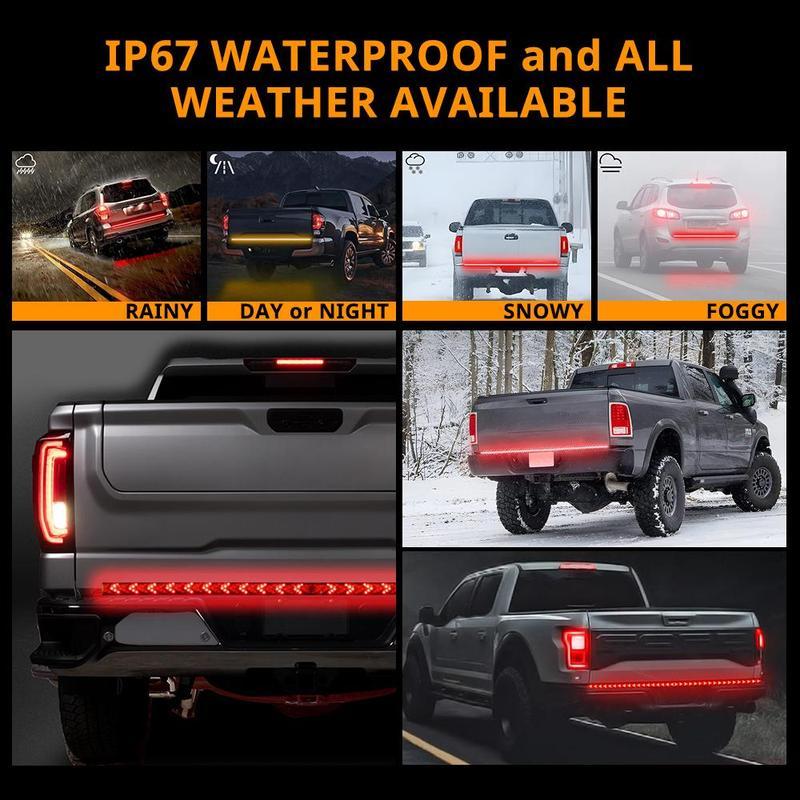 59 Inch Car LED Light Bar,Arrow Turn Signals, IP67 Waterproof,Dynamic Fishbone Shaped Decorative Light, Car Tailgate LED Light Bar,for Truck Pickup SUV RV, Car Light Embellishments lamp lighting