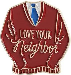 2Pcs Red Sweater Love Your Neighbor Enamel Pins Famous Music Album Lyrics Brooches Backpack Clothes Lapel Badge Jewelry For Friends,Creative Badge, Vintage Alloy Pin, Fashion Accessories for Women & Men （Size: 1.2" × 1.1"））