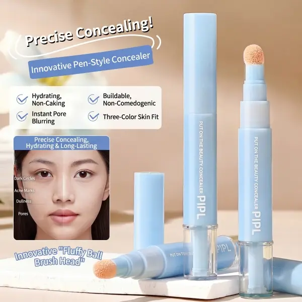 [PIPL]Dual-effect Concealer & Foundation Eye Concealer - 24-hour long-lasting, high-coverage matte finish. Korean pressed powder foundation for a flawless complexion. Covers acne marks, sculpts the nose, and nourishes the skin.