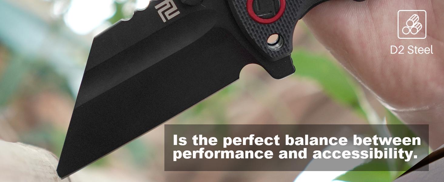 Artisan Cutlery Proponent Tool Knife D2 Steel Black PVD Blade, Black G10 Handle, Tactical Equipment for Man Outdoor Camping and Christmas gift