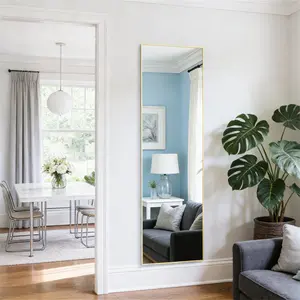 Elegant Arched Full-Body Mirror - Slim Aluminum Frame, Versatile Placement, Perfect for Any Room