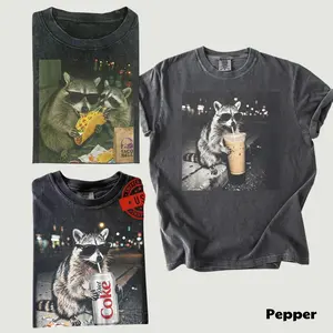 Vintage Raccoon Comfort Colour Shirt Retro Raccoon Taco Bell Tee Oversized Graphic Streetwear Graphic Tee, Shortsleeve, basic tops, Fabric Cotton, Women's Top, Menswear Top, Gifs, Streetwear