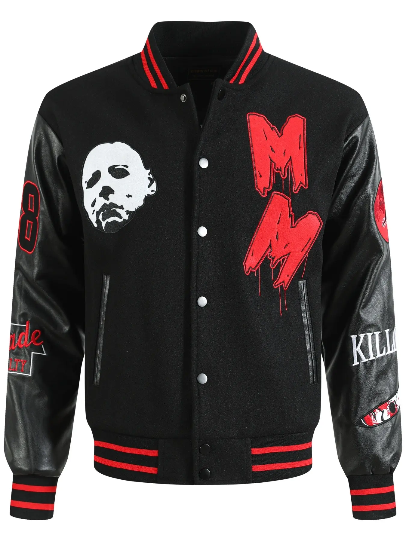 2026 New Men's Black #78 Number Baseball Varsity jacket , Casual Fashion High-End Embroidered Button-Up,pocket sportswear Patchwork Black Long Sleeve street Style hip-hop coat Streetwear Outerwear Jackets Embroidery Menswear