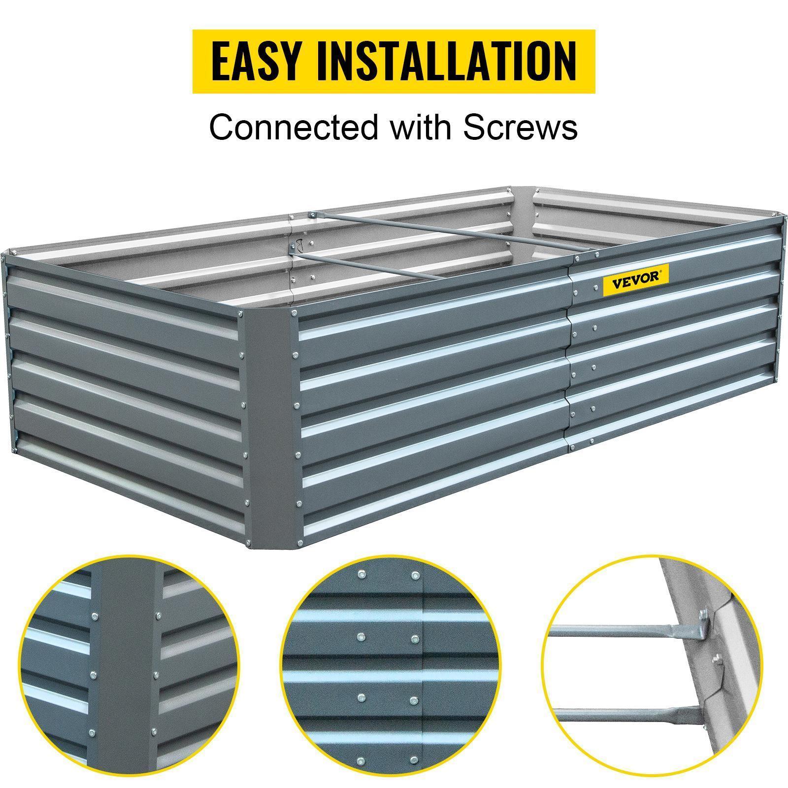 VEVOR Galvanized Raised Garden Bed, TikTokShopBlackFriday, Metal Planter Box, Gray Steel Plant Raised Garden Bed Kit, Planter Boxes Outdoor for Growing Vegetables,Flowers,Fruits,Herbs,and Succulents