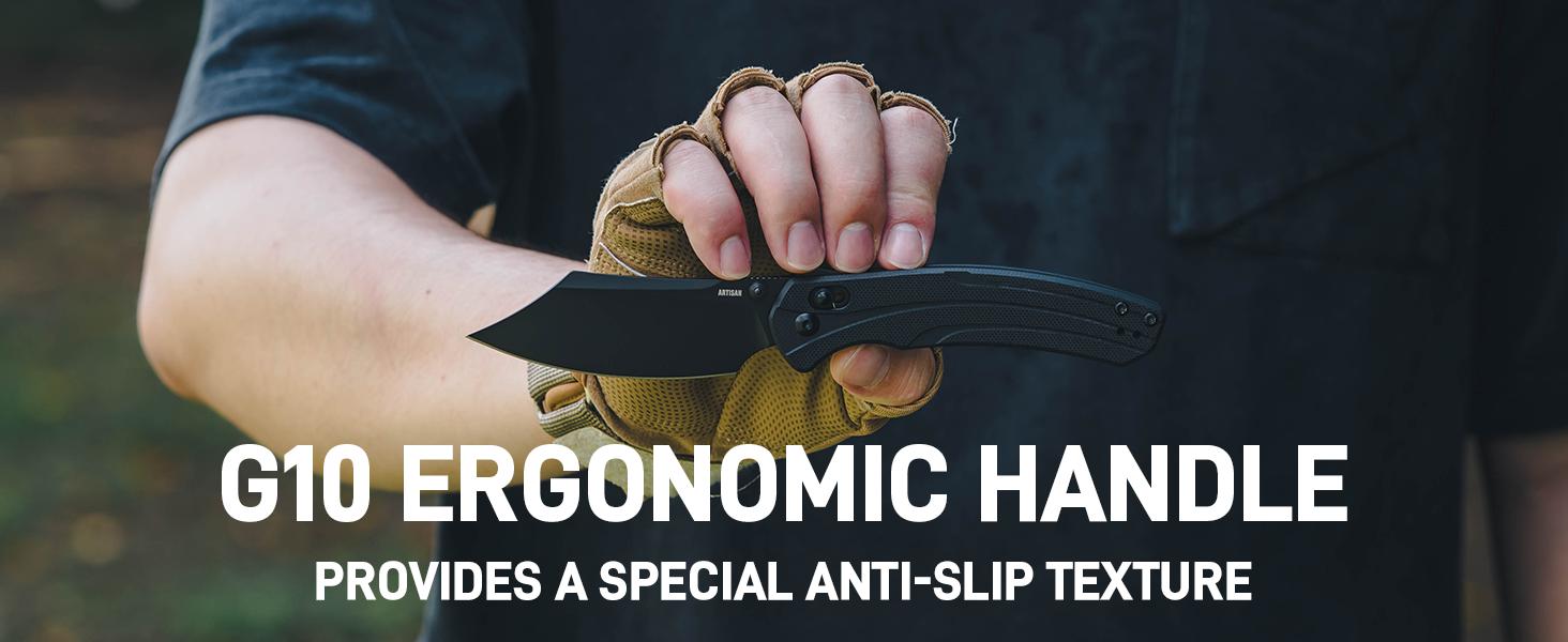 Artisan Cutlery Simoon Pocket Knife with AR-RPM9 Steel Blade G10 Handle Folding Knives with Recoil Lock for Outdoor Camping, Hunting and Daily Tasks