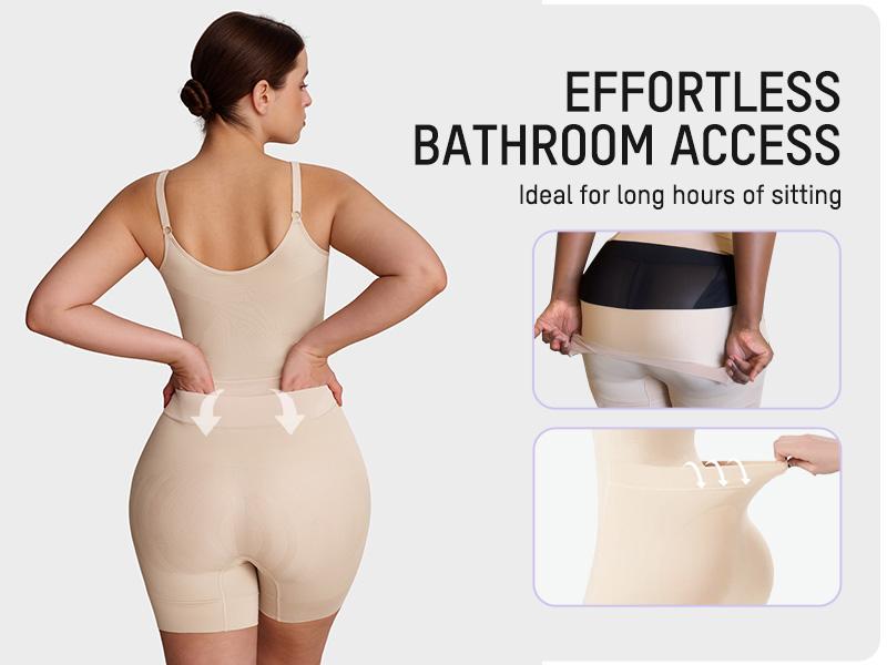 SHECURVE Easyslide Shapewear Tummy Control Butt Lifter Faja Back Pull Down Bodysuit Scruntch with Back Bone Support & Cotton Gusset for Women Postpartum Everyday Summervibes Fajas Body Shaping Underwear #SummerVibes
